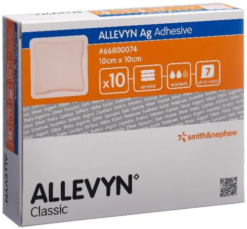 ALLEVYN Ag Adhesive Wundkompressen, 10x10cm (10 Stk)