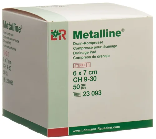 Metalline Drainage Kompressen, 6x7cm, steril (50 Stk)