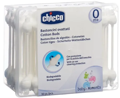 Chicco Sicherheits Wattestäbchen SICURNET Baumwolle (90stk)
