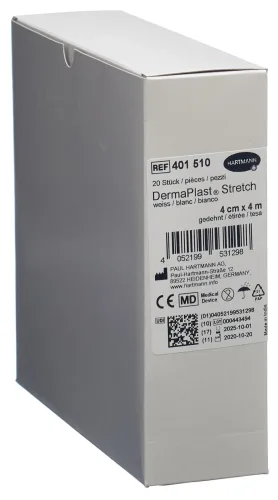 DermaPlast STRETCH Gazebinde 4cmx4m weiss (20 Stk)