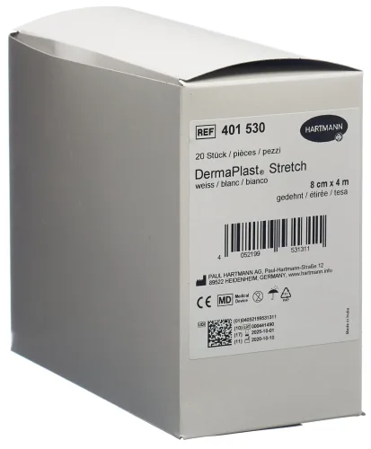 DermaPlast STRETCH Gazebinde 8cmx4m weiss (20 Stk)