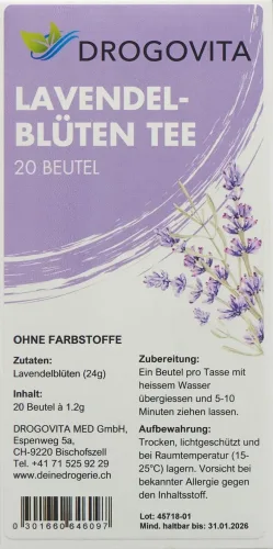 DROGOVITA Lavendelblüten Tee (20 Beutel)