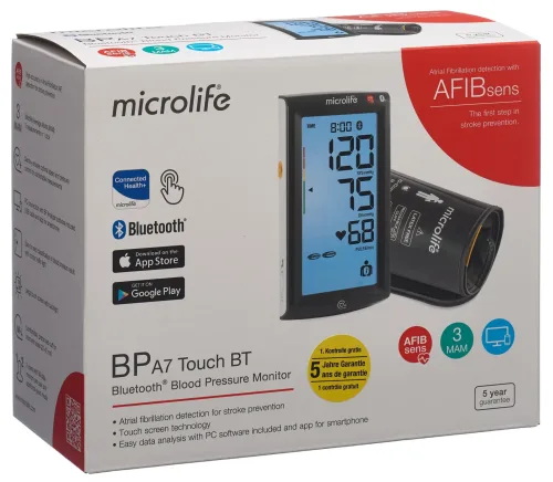 Microlife, Microlife A7 Touch Bluetooth Blutdruckmessgerät – Blutdruckmessgerät/Herzfrequenzmessgerät – schwarz