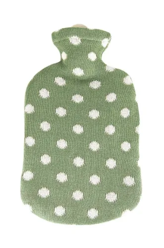 Sänger Wärmflasche 2l Strickbezug grün mit Punkten ( 1 Stk)