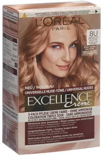 Excellence, L'Oréal Paris Excellence Nude-Töne 8Us Lichtblond, 1Stk