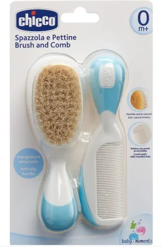 Chicco -  Kamm und Bürste Naturborsten 0m+ (1 Stk), One Size