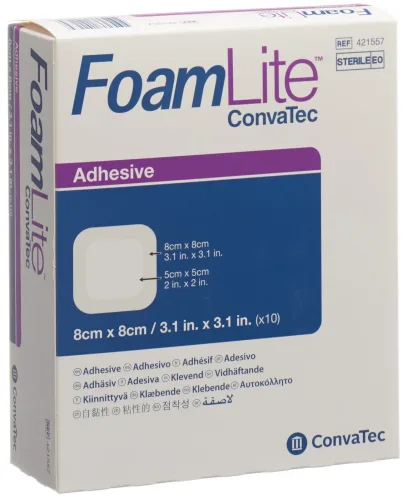 ConvaTec Foam Lite dünner Schaumverband, 8x8cm (10 Stk)