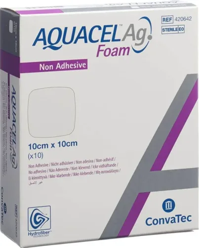 ConvaTec AQUACEL Ag Foam, nicht adhäsiv, 10x10cm (10 Stk)