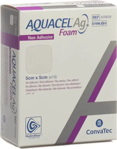ConvaTec AQUACEL Ag Foam nicht adhäsiv 5x5cm (10 Stk)