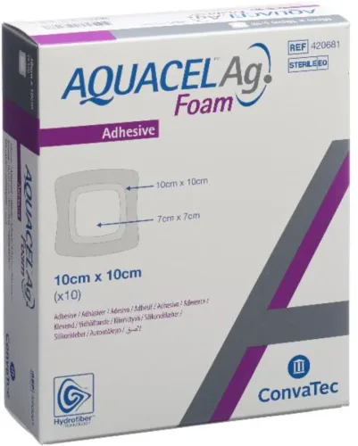 ConvaTec AQUACEL Ag Foam adhäsiv 10x10cm (10 Stk)