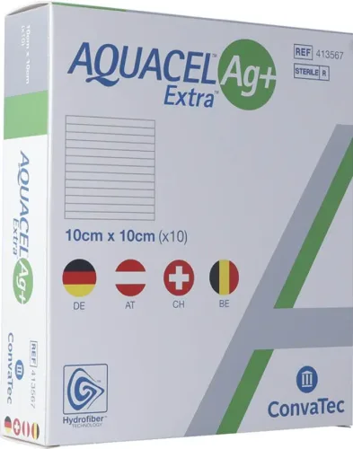 ConvaTec AQUACEL Ag+ Extra Kompresse 10x10cm (10 Stk)