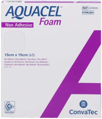 ConvaTec AQUACEL Foam nicht adhäsiv 15x15cm (5 Stk)