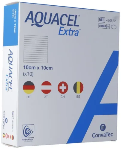 ConvaTec AQUACEL Extra Hydrofiber Verband, 10x10cm (10 Stk)