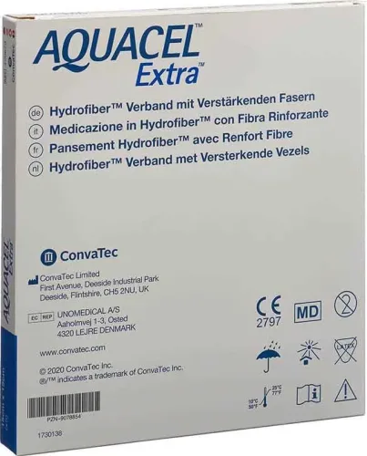 ConvaTec AQUACEL Extra Hydrofiber Verband 15x15cm (5 Stk)