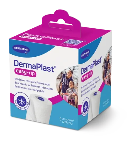 DermaPlast easy-rip Fixier- und Stützbinde weiss, 6cmx4m (1 Stk)