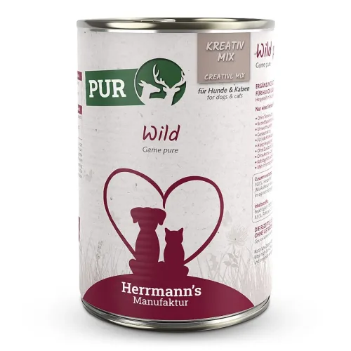 Herrmann's Manufaktur, Herrmann's Reinfleisch Bio-Wild, Nassfutter für Hunde (400g)