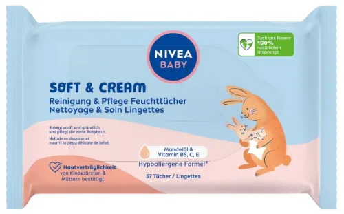 Nivea - Baby SOFT & CREAM Feuchttücher, 57 Stück