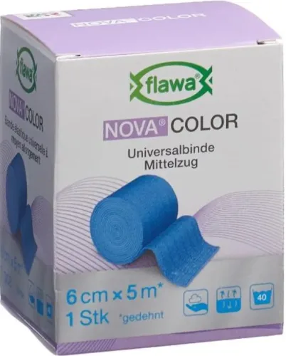 FLAWA NOVA COLOR Universalbinde Blau, 6cmx5m (1 Stk)