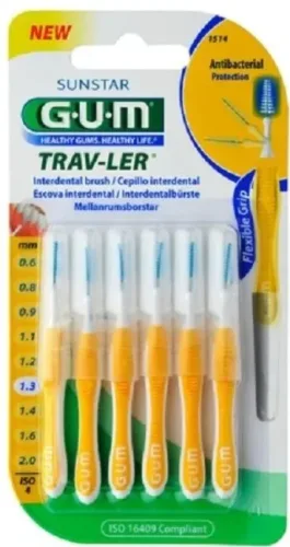 SUNSTAR GUM Trav-Ler 1.3mm ISO4 gelb (6 Stk)