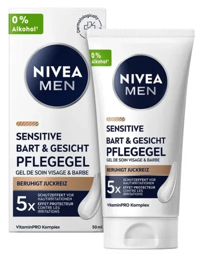 Nivea - MEN Sensitive Bart & Gesicht Pflege-Gel, 50 ml