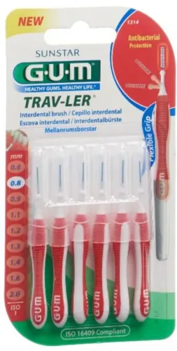 SUNSTAR Gum Proxabrush TravLer 0.8mm Interdentalbürsten (6 Stk)