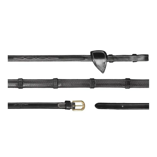 Dyon, Dy'on Gummizügel mit Lederstegen 16mm - schwarz Grösse Pferd: Full, Farbe: Schwarz