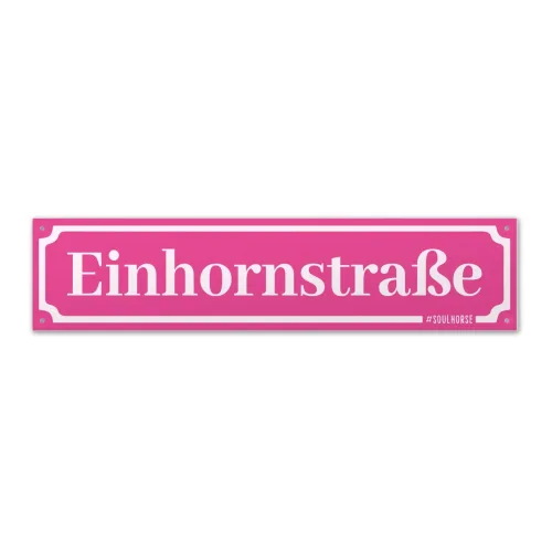 Soulhorse, Soulhorse Boxenschild “Einhornstrasse” - Pink -