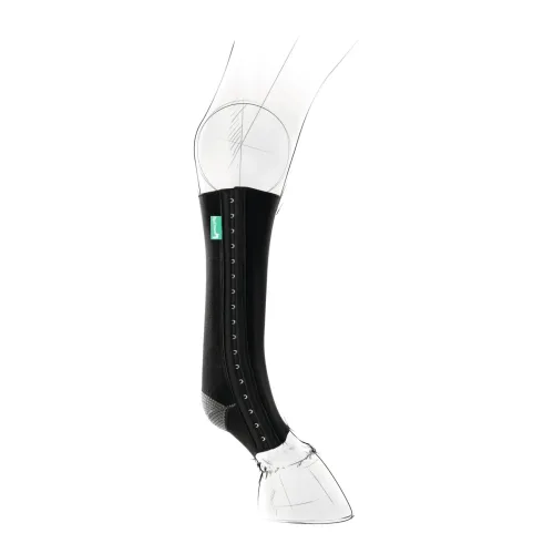 EquiCrown, EquiCrown Kompressionsbandage fit - hinten, Hakenverschluss - grau - Schwarz/Grau -  Equicrown Kompressionsbandagen: links, kurz, 3