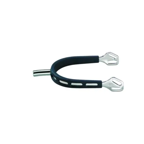 Sprenger, Sprenger ULTRA fit EXTRA GRIP Edelstahlsporen - mit Balkenhol Schlaufe - 25mm Dorn rechtwinklig - Silber/Schwarz -