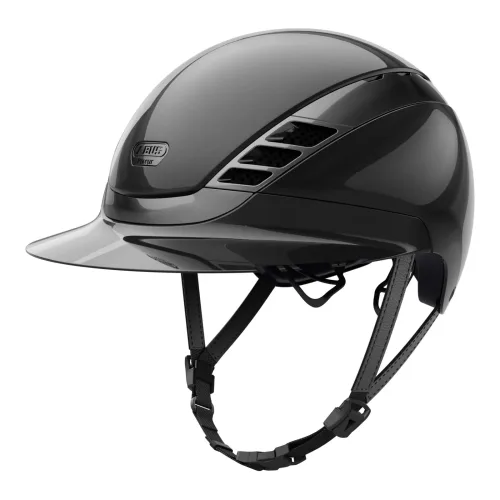Abus, Abus Reithelm AirLuxe Chrome Long Visor - Black Shiny -  Grösse: 53-56 cm