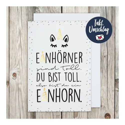 Soulhorse, Soulhorse Grusskarte "Einhörner" - Weiss -