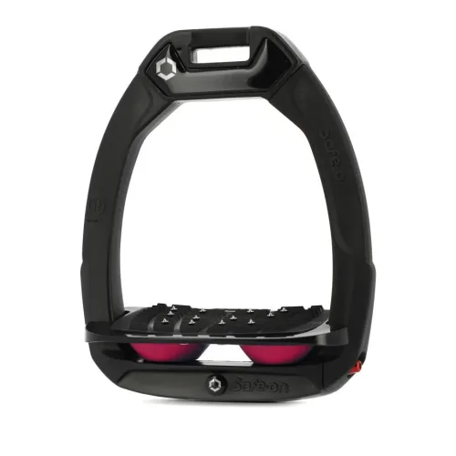 Flex-on, Flex-on Sicherheitssteigbügel Safe-On Schrägtritt mit Ultragrip - Schwarz / Schwarz / Fuchsia -  Steigbügel Grösse: Erwachsene, Farbe: Schwarz / Schwarz / Fuchsia