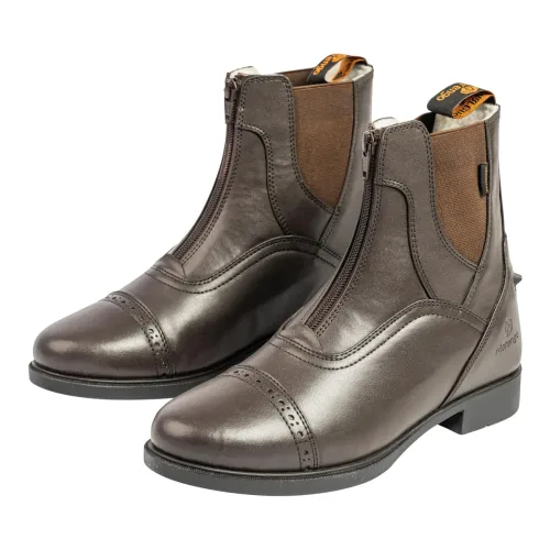 Marengo, Marengo Reitstiefelette Frontzip Winter Kunstleder - Braun -  Farbe: Braun, Grösse: 43