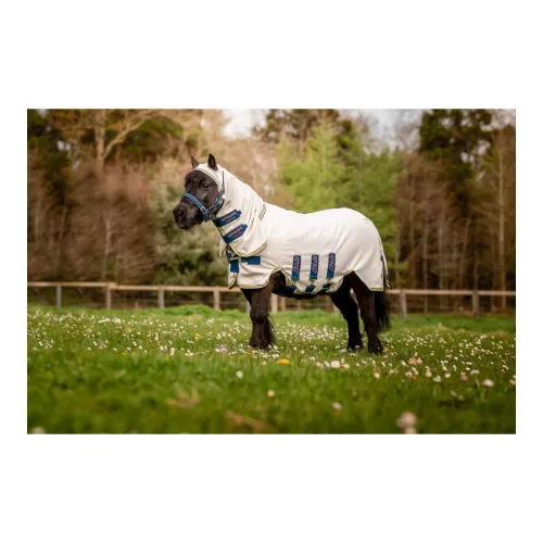 Horseware, Horseware Ponyfliegendecke Amigo Petite Ripstop Hoody - Chalk/Navy&Rose -  Grösse Pferdedecken: 60 cm