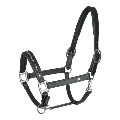 Waldhausen, Waldhausen Lederhalfter Crystal - Schwarz/Grau -  Grösse: WB, Farbe: Schwarz/Grau