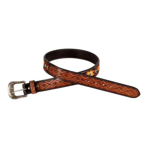 Pool's, Pool's Westerngurt mit Perlen und Kupferschnalle - Natural/Turquoise/Orange -  Grösse: 30"