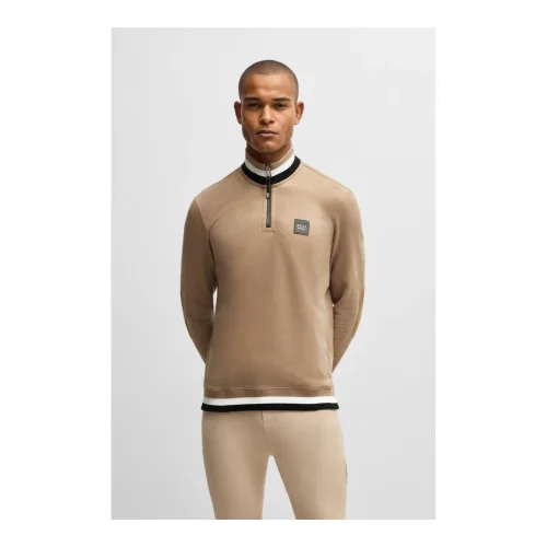 BOSS Equestrian, BOSS Equestrian Pullover Troyer Stehkragen - Camel -  Farbe: Camel, Grösse: M