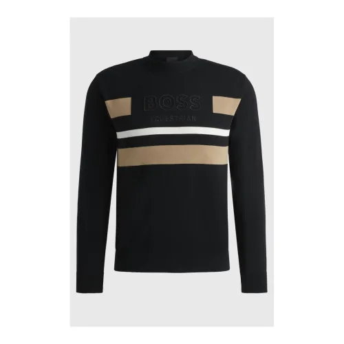 BOSS Equestrian, BOSS Equestrian Strickpullover Brad Herren - Black -  Grösse Bekleidung Herren: XL