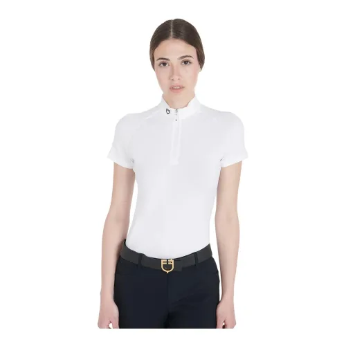 Equestro, Equestro Turniershirt Taline Polo Slim Fit Kurzarm Damen - Weiss -  Grösse: XS