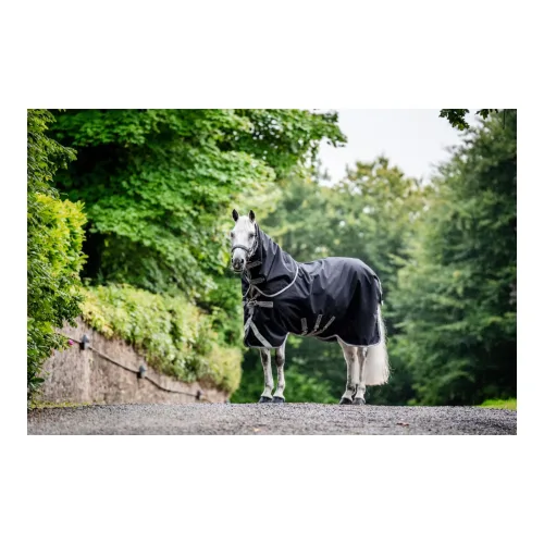 Horseware, Horseware Weidedecke Amigo Bravo 12 Plus Bundle (50g Aussendecke mit 100g und 200g Liner) - Black/Titanium Grey & Silver -  Grösse Pferdedecken: 145 cm