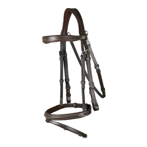 Dyon, Dy'on Zaum mit kombiniertem Reithalfter und Karabiner - Braun -  Farbe: Braun, Grösse: Pony