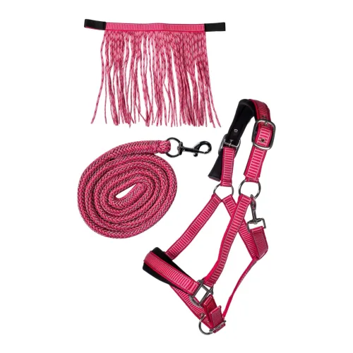 HKM, HKM HalfterSet Lilly mit Karabiner & Fliegenfransen - Pink -  Grösse: Pony