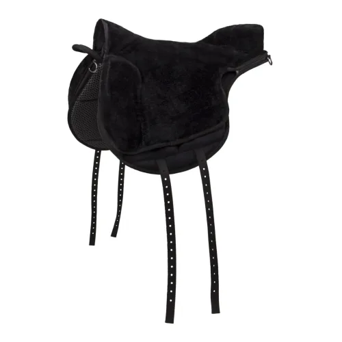 QHP, QHP Bareback Pad Super Soft - Reitpad mit Kunstfell & Anti-Rutsch - Schwarz/Schwarz -  Grösse: Full, Farbe: Schwarz/Schwarz