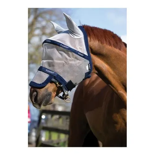 Horseware, Horseware Fliegenmaske Rambo Plus - silver/navy Grösse Pferd: Pony