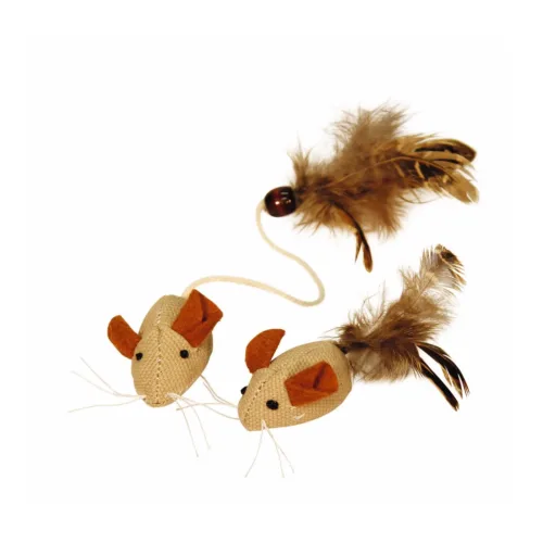 Kerbl Pet, Kerbl Pet Mäuse mit Federn Nature - 2 Stück - Braun -