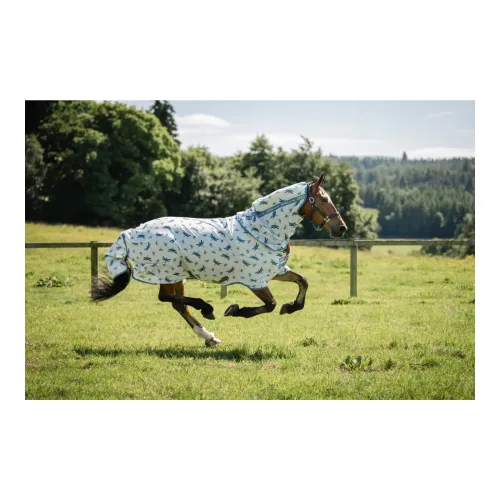 Horseware, Horseware Fliegendecke Amigo Bug Rug XL Plus - Dragonfly Print/Silver, Blue & Sage -  Grösse: 140 cm