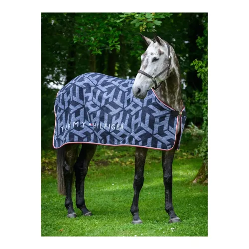 Tommy Hilfiger Equestrian, Tommy Hilfiger Equestrian TH Performance Abschwitzdecke Dralon Allover Monogram - Desert Sky -  Grösse Pferdedecken: S