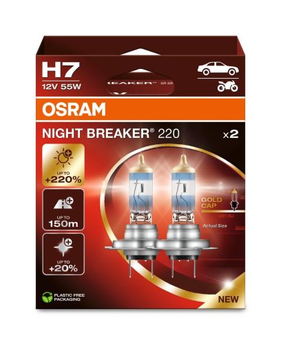 Osram, OSRAM, Ersatzleuchtmittel,  Night Breaker 220 Duobox H7 12V 55W PX26d, AUTO & BIKE, 64210NB220-2HB