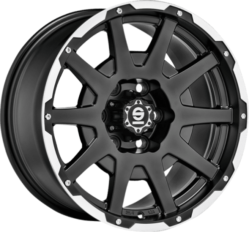 Sparco, Sparco DAKAR 8.5x17 5x120 ET25 MATT BLACK LIP POLISHED+RIVETS Felgen