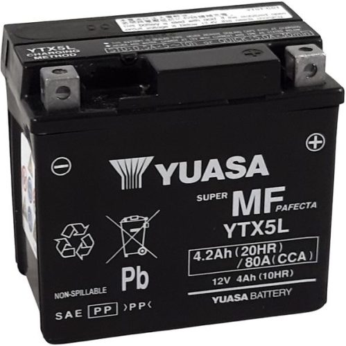 Yuasa, YUASA, Fahrzeugbatterie, AGM 12V/4.2Ah/80A LxBxH: 114 // 71 // 106 // S:0, AUTO & BIKE, YTX5L